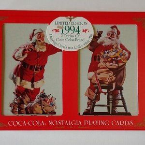 LIMITED EDITION 1994 Coca-Cola Playing Cards 2 Decks Metal Tin Santa Claus NEW
